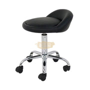 Low profile stool on wheels with back support | Orange Stool