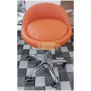 Low profile stool on wheels with back support | Orange Stool