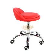 Low profile stool on wheels with back support | Pink Stool