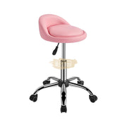 Low profile stool on wheels with back support | Pink Stool