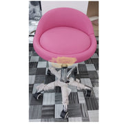 Low profile stool on wheels with back support | Pink Stool