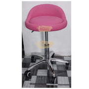 Low profile stool on wheels with back support | Red Stool