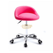 Low profile stool on wheels with back support | Red Stool