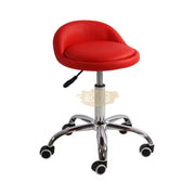 Low profile stool on wheels with back support | Red Stool