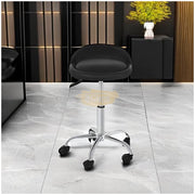 Low profile stool on wheels with back support | Red Stool