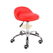 Low profile stool on wheels with back support | Red Stool