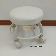 Low stool on wheels White Low Stool