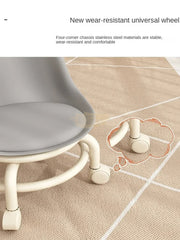 Low Stool with Back Support on Wheels Low Stool