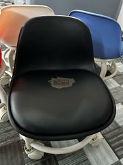 Low Stool with Back Support on Wheels Black Low Stool