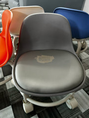 Low Stool with Back Support on Wheels Grey Low Stool