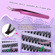 LZM 40P Self Adhesive Eyelashes Pre-glued Eyelashes Cluster Lashes Kit with Lash Tweezers Self-Adhesive Lash Clusters