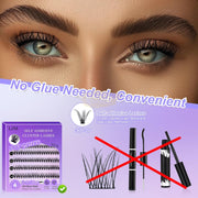 LZM 140pcs Self Adhesive Lash with tweezers | D-Curl Mixed 9-14mm | No Glue DIY Lashes Self-Adhesive Lash Clusters