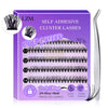 LZM 140pcs Self Adhesive Lash with tweezers | D-Curl Mixed 9-14mm | No Glue DIY Lashes Self-Adhesive Lash Clusters