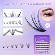 LZM 140pcs Self Adhesive Lash with tweezers | D-Curl Mixed 9-14mm | No Glue DIY Lashes Self-Adhesive Lash Clusters