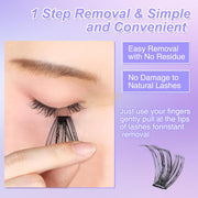 LZM 50P Self-Adhesive Eyelash Kit - Pre-Luded Eyelash Clusters Fluffy D Curl DIY Eyelash Extension Kit (9-14 mm)