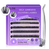 LZM 50P Self-Adhesive Eyelash Kit - Pre-Luded Eyelash Clusters Fluffy D Curl DIY Eyelash Extension Kit (9-14 mm)