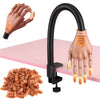 Flexible Nail Practice Training Hand with Table Clamp (includes 100 Nail Tips)