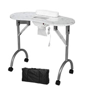 Foldable Manicure Station | White Flower Design with Dust Collector & Carry Bag MT-020F