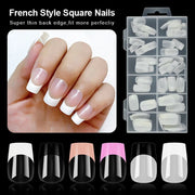 French Style Press On Nails H120-4 | Square Full Cover | 120 pcs