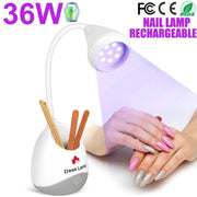 Lotus Hands-Free Rechargeable LED Nail Lamp 36W with Storage - White