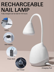 Lotus Hands-Free Rechargeable LED Nail Lamp 36W with Storage - White