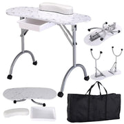 Foldable Manicure Station - White Flower Design with Carry Bag MT-017F