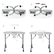 Foldable Manicure Station | White Flower Design with Dust Collector & Carry Bag MT-020F