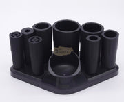 Makeup Brush Cleaner Set & Liquid Mixer (Eyelash Glue/Nail Polish) - White Rose Gold with Black Base Brush Cleaner