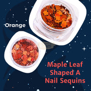Maple Leaf Shaped A Nail Sequin Available in 6 designs 2 Orange Nail Sequins