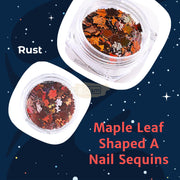 Maple Leaf Shaped A Nail Sequin Available in 6 designs 3 Rust Nail Sequins
