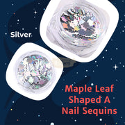 Maple Leaf Shaped A Nail Sequin Available in 6 designs 5 Silver Nail Sequins