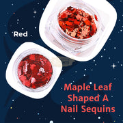 Maple Leaf Shaped A Nail Sequin Available in 6 designs 6 Red Nail Sequins