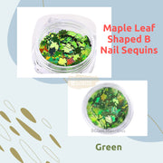 Maple Leaf Shaped B Nail Sequins Available in 6 designs 2 Green Nail Sequins