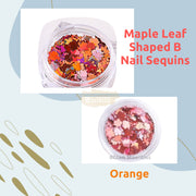 Maple Leaf Shaped B Nail Sequins Available in 6 designs 3 Orange Nail Sequins