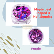 Maple Leaf Shaped B Nail Sequins Available in 6 designs 4 Purple Nail Sequins
