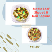Maple Leaf Shaped B Nail Sequins Available in 6 designs 5 Yellow Nail Sequins