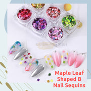 Maple Leaf Shaped B Nail Sequins Available in 6 designs Nail Sequins