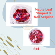 Maple Leaf Shaped B Nail Sequins Available in 6 designs 6 Red Nail Sequins