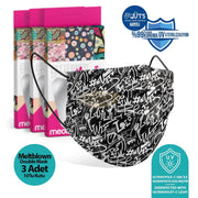 Medizer Mouds Patterned Series Surgical Disposable Face Mask | Black White Dmb23 Personal Protective