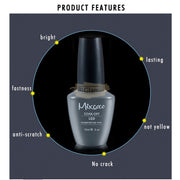 Mixcoco Soak-Off Uv No Wipe Tempered Top Coat For Gel Polish (High Shine) 15Ml Nail