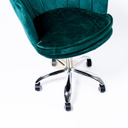 Modern Leisure Velvet Shell Height Adjustable Swivel Office Desk Chair on Wheels - Green
