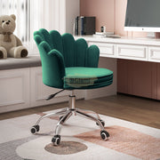 Modern Leisure Velvet Shell Height Adjustable Swivel Office Desk Chair on Wheels - Green