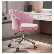 Modern Leisure Velvet Shell Height Adjustable Swivel Office Desk Chair on Wheels - Pink