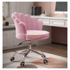 Modern Leisure Velvet Shell Height Adjustable Swivel Office Desk Chair on Wheels - Pink