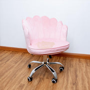 Modern Leisure Velvet Shell Height Adjustable Swivel Office Desk Chair on Wheels - Pink