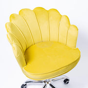 Modern Leisure Velvet Shell Height Adjustable Swivel Office Desk Chair on Wheels - Yellow