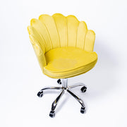 Modern Leisure Velvet Shell Height Adjustable Swivel Office Desk Chair on Wheels - Yellow