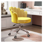 Modern Leisure Velvet Shell Height Adjustable Swivel Office Desk Chair on Wheels - Yellow