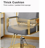 Modern Salon Styling Chair With Hydraulic Lift And Diagonal Titanium Stripes Handle - Disc Plate