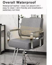 Modern Salon Styling Chair with Hydraulic Lift and Titanium Stripes Handle | Round Silver Disc Plate | Grey/Silver